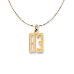 14k Yellow Gold, Alumni Small Elongated Number 83 Necklace - 20 Inch